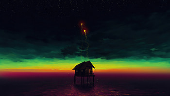 Quarantine Love , artist, artwork, digital-art, deviantart, love, couple, hut, house HD wallpaper