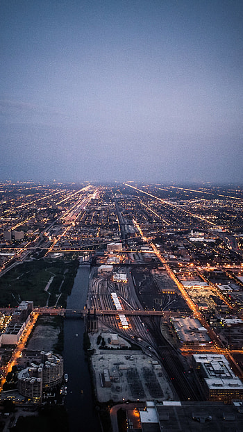 Chicago cityscape, Road lights, Xperia , Night scenery HD phone wallpaper