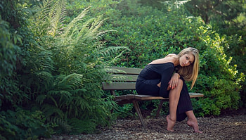 Relaxation at the park bench, Beauty, post, Sit, Look, Charming, Bench, Black Dress, Lady, Hair, Lovely, Park, Woman, Attractive, Female, Pretty, Girl, Sexy, Model, Legs, Eyes, Blonde, Face, Beautiful Model HD wallpaper