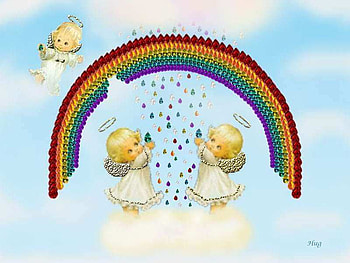 LITTLE ANGELS RAINBOW, rainbow, over, under, angels, little HD wallpaper