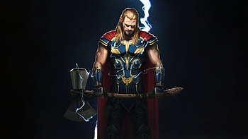 Thor In Black Background Thor Love and Thunder HD wallpaper