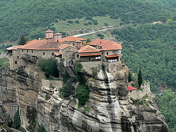 Rock and Monastery, nowhere, of, monastery, middle, rock HD wallpaper
