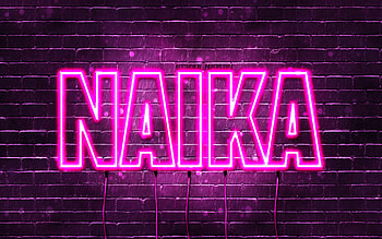 Happy Birtay Naika, , pink neon lights, Naika name, creative, Naika Happy Birtay, Naika Birtay, popular french female names, with Naika name, Naika HD wallpaper