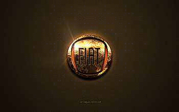Fiat golden logo, artwork, brown metal background, Fiat emblem, creative, Fiat logo, brands, Fiat HD wallpaper