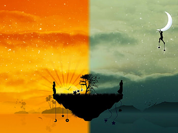untitled wall, color, moon, love, people, tree HD wallpaper