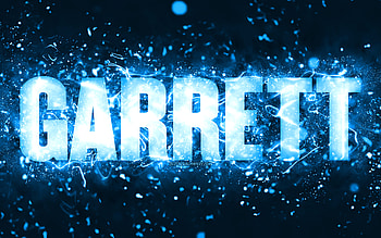 Happy Birtay Garrett, , blue neon lights, Garrett name, creative, Garrett Happy Birtay, Garrett Birtay, popular american male names, with Garrett name, Garrett HD wallpaper