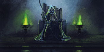 Art World of Warcraft Sylvanas Windrunner Elf throne hood burning eyes bow fantasy HD wallpaper