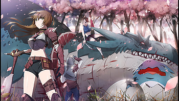 Anime - Original Anime Original (Anime) MÃ¤dchen Krieger Drachen Fantasy Cherry Blossom Weapon Brown HD wallpaper