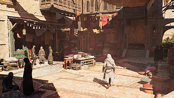 Assassin's Creed Mirage – Mystical Bazaar Scene, video game, Assassin's Creed Mirage HD wallpaper