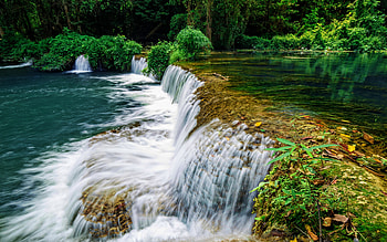Thailand, tropical forest, blue water, waterfall, jungle, cascades, beautiful nature, Asia HD wallpaper