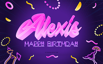Happy Birtay Alexis, , Purple Party Background, Alexis, creative art, Happy Alexis birtay, Alexis name, Alexis Birtay, Birtay Party Background HD wallpaper