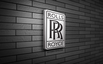 Rolls-Royce 3D logo, , gray brickwall, creative, cars brands, Rolls-Royce logo, Rolls-Royce metal logo, 3D art, Rolls-Royce HD wallpaper