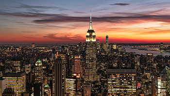 New York City Sunset, night, new york, highrise, sunset HD wallpaper