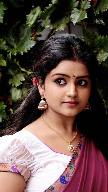 Karronya Katrynn, tamil actress, saree lover, beautiful HD phone wallpaper