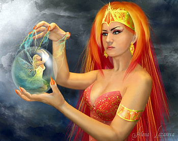 Sorceress, fairy, captured, bubble HD wallpaper