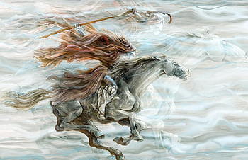 Ride a Pale Horse, scythe, horse, fantasy, pale, death HD wallpaper