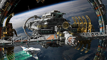 Sci-fi space station, , Futuristic design HD wallpaper
