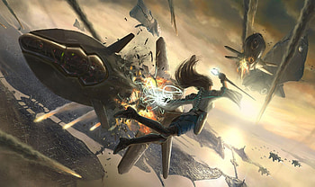 Magic, Fantasy, Girl, Bounce, Jump, Ship, Detritus, Wreckage HD wallpaper