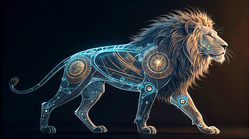 Leo Astrology Ultra : Majestic Cosmic Lion, Leo (Astrology), lion, futuristic, cybernetic, Animal HD wallpaper