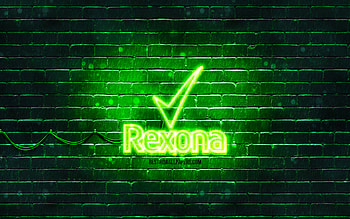 Rexona green logo, , green brickwall, Rexona logo, brands, Rexona neon logo, Rexona HD wallpaper