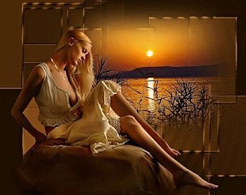 Painful Sunset, model, blonde, pain, collages, sunset HD wallpaper