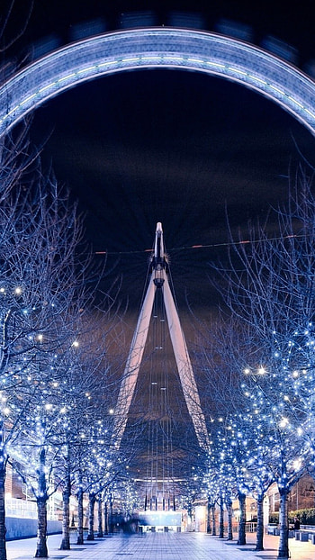 Ferris wheel London, Beautiful cityscape, Night-time glamour HD phone wallpaper