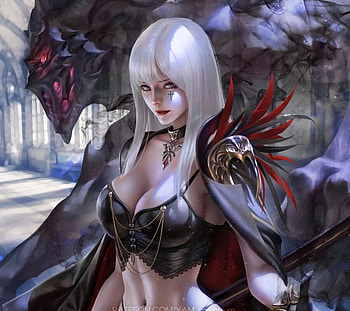 Kaia, fantasy, mansik yang, art, dragon, girl HD wallpaper