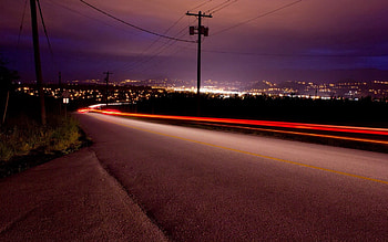 Cities, Night, Road, Turn, Traffic, Movement HD wallpaper