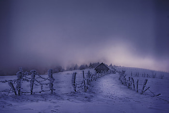 evening calls, winter, country, snow, house HD wallpaper