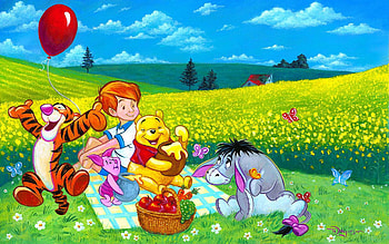 Christopher Robin, Picnic, Nature, Winnie the Pooh HD wallpaper