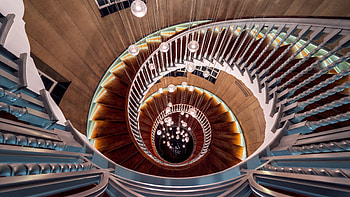 Spiral staircase, wooden, architecture, interior design HD wallpaper