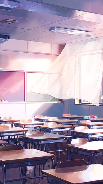 Serene Anime Classroom Vibes: Perfect School for Your , Anime, classroom HD phone wallpaper