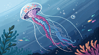 Mesmerizing Jellyfish in Ultra, jellyfish, pixel art, underwater, ocean, marine life HD wallpaper