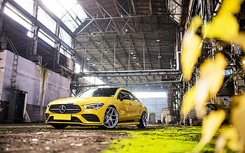 2022, Mercedes-Benz CLA-Class, front view, exterior, yellow CLA-Class, CLA-Class tuning, German cars, Mercedes-Benz HD wallpaper