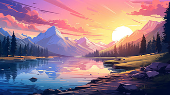 Lo Fi Landscape, lofi, artistic, landscape HD wallpaper