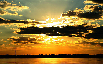 Nature, Water, Sunset, Clouds, Shine, Light, Shadow HD wallpaper