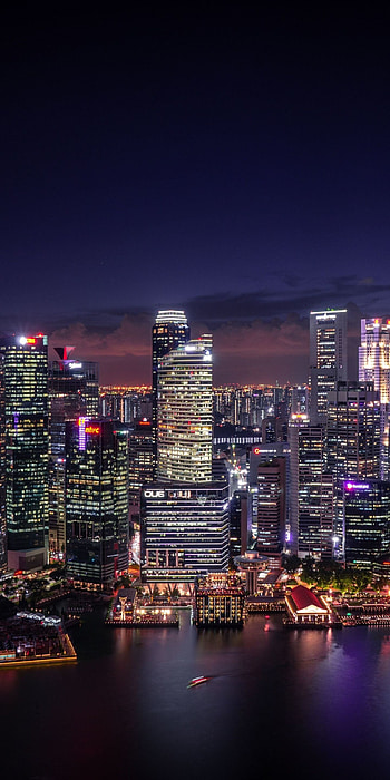 Singapore Skyline, Night cityscape, Downtown view, City at night HD phone wallpaper