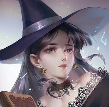 Witch, sentient, face, luminos, girl, hat, frumusete, earring, jewel, halloween, fantasy HD wallpaper