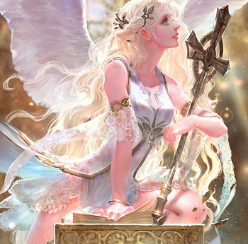 Sacred Angel, feathers, angel, long hair, dress, lady, abstract, blonde hair, fantasy woman, beautify, female, wings, sword, soft, beautiful, woman, fantasy, pretty, light HD wallpaper