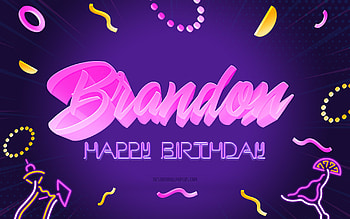 Happy Birtay Brandon, , Purple Party Background, Brandon, creative art, Happy Brandon birtay, Brandon name, Brandon Birtay, Birtay Party Background HD wallpaper
