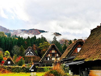 Japan, Cities, Houses, Trees, Mountains, Shirakawa HD wallpaper