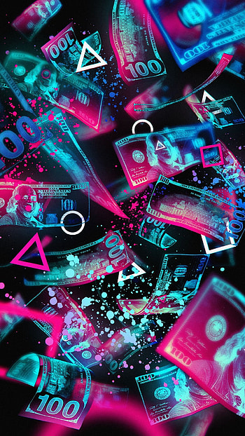 Falling money, electric blue, magenta, pink, blue, dollars, dollar HD phone wallpaper