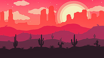 Art, silhouette, wasteland, sunset HD wallpaper
