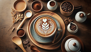 Artistic Latte - Coffee Aesthetics Background, latte, coffee, latte art, coffee beans, table setting HD wallpaper