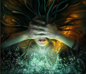 Syllia's Nightmare, blue, girl, water, light HD wallpaper
