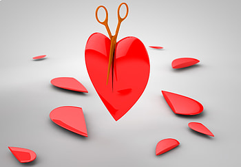 Scissors Cutting Heart, heart, love HD wallpaper