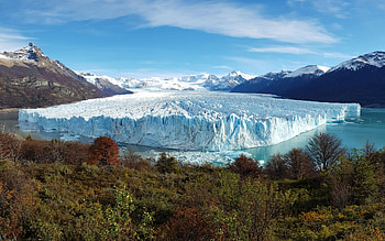 Perito Moreno Glacier, Santa Cruz, Argentina, plants, clouds, sky, mountains, ice HD wallpaper