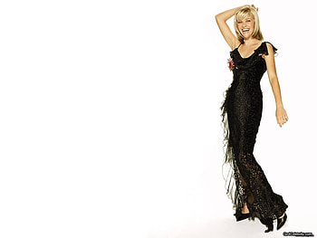 Reese Whiterspoon, blond hair, smile, cute, actress, pretty long black dress, female HD wallpaper