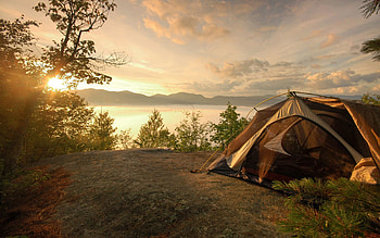 Nature, Sunset, Sky, Lake, Shore, Bank, Romance, Tent HD wallpaper