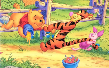 Winnie the Pooh, honey, Piglet, Tiger HD wallpaper
